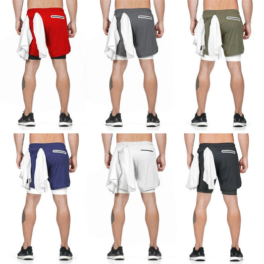 Male Brand Shorts Mens Sport Shorts For Running Fitness Workout Sweatpants 2 In 1 Gym Jogging Shorts Training Beach Shorts