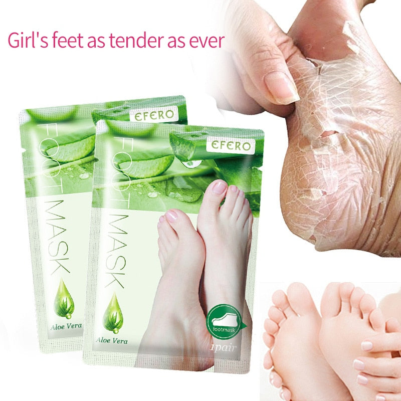 Aloe Vera Foot Mask Peeling for Legs Feet Mask Exfoliating Socks Scrub for Pedicure Anti Crack Heel Remove Skin Foot Patch