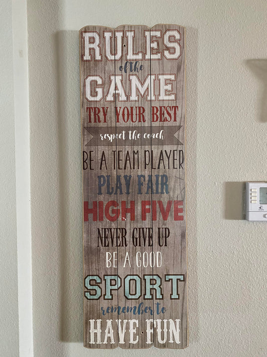 Rules of the game sign
