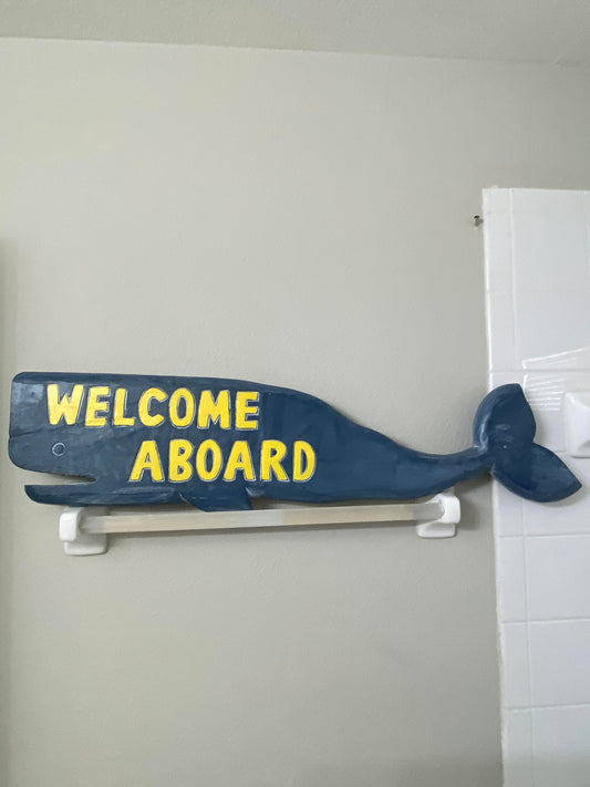 welcome aboard whale decor